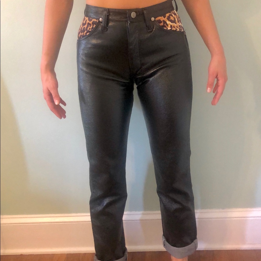 Vintage Leather Wrangler Jeans